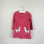 Load image into Gallery viewer, Mini Boden Striped Applique Velour Llama Dress 18-24 Months
