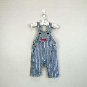 Vintage OshKosh B'gosh Blue Striped Beach Dog Overalls 3-6 Months USA