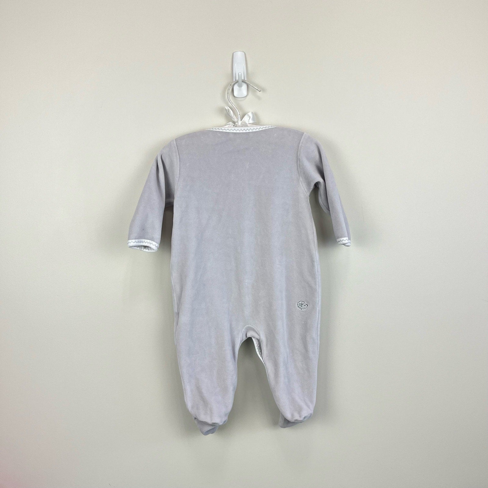 Kissy Kissy Gray Velour Hedgehog Footie 6-9 Months