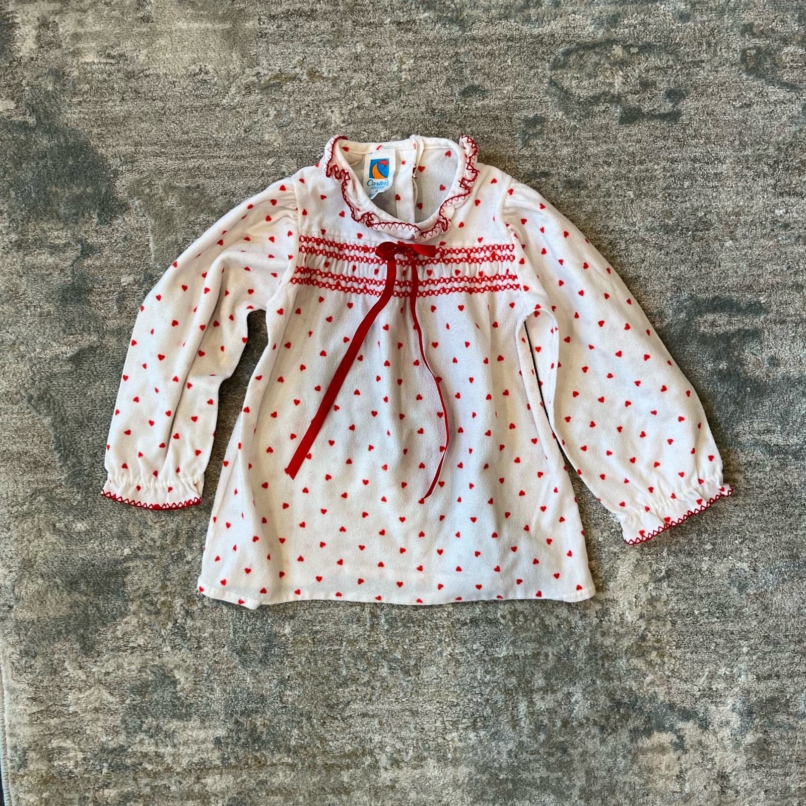 Vintage Carter's Smocked Polka Dot Heart Pajamas 4T USA