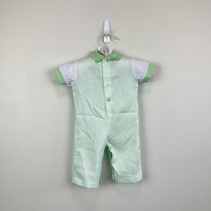 Vintage Cradle Togs Green Clown Romper 0-6 Months