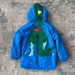 Load image into Gallery viewer, Mini Boden Cosy Sherpa-lined Anorak Jacket Moroccan Blue Dinosaur 6-7
