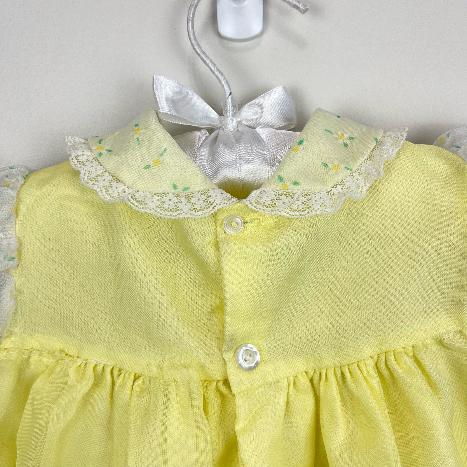 Vintage Yellow Ruffle Lace Daisy Dress 18 Months