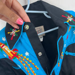 Load image into Gallery viewer, Rockmount Ranch Wear Kids Space Cowboy Western Shirt Black Turquoise S NWT
