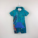 Load image into Gallery viewer, Vintage Y2K Ed Hardy Kids Hooded Teal Shortall Romper 12-18 Months
