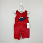 Load image into Gallery viewer, Classic Prep Tucker Longall Dinosaur Patch Pocket Baked Apple Red 3-6 Months NWT
