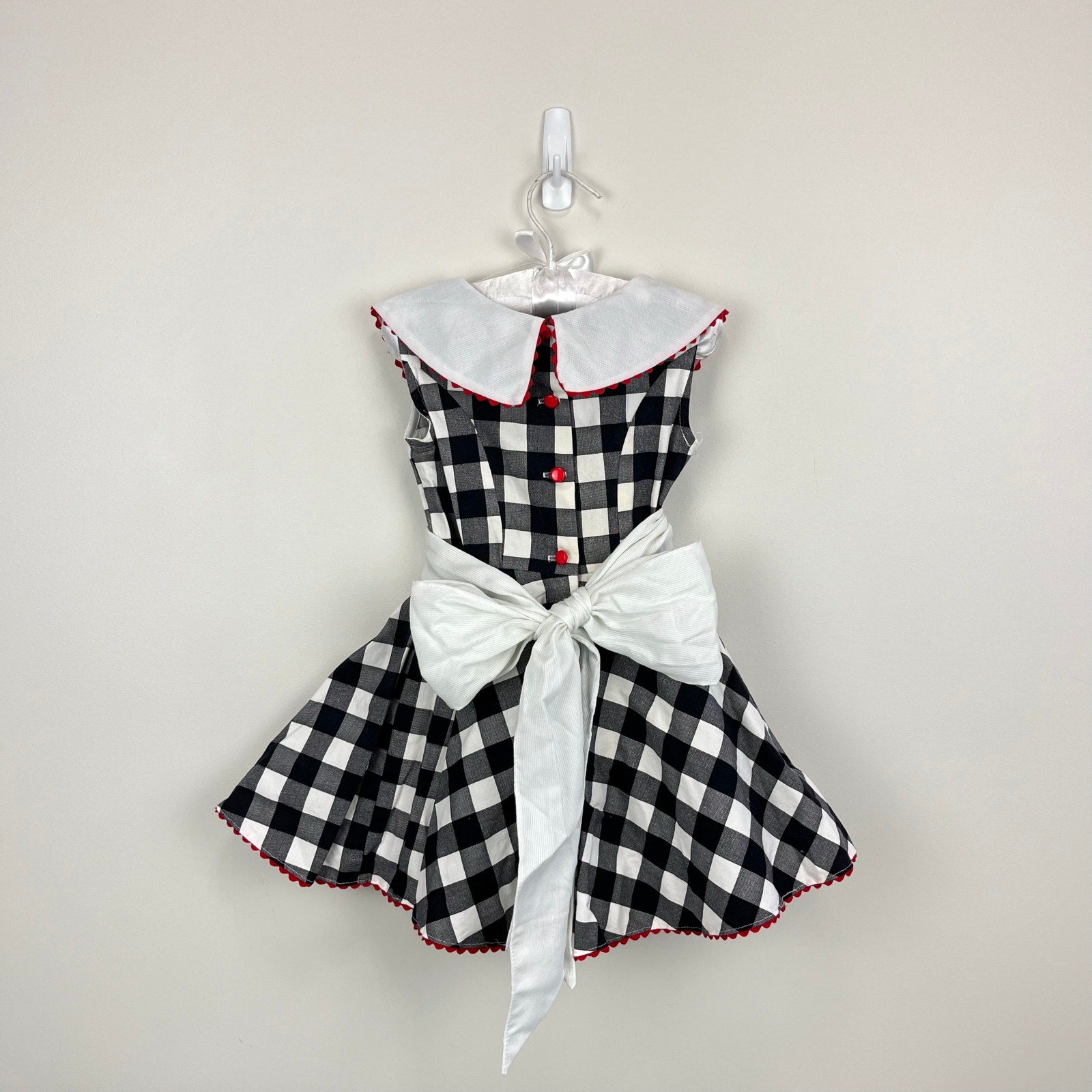 Vintage Sarah Kent Black and White Plaid Party Dress 4T USA