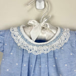 Load image into Gallery viewer, Paz Rodriguez Blue Dot Dress with Lace 3 Months
