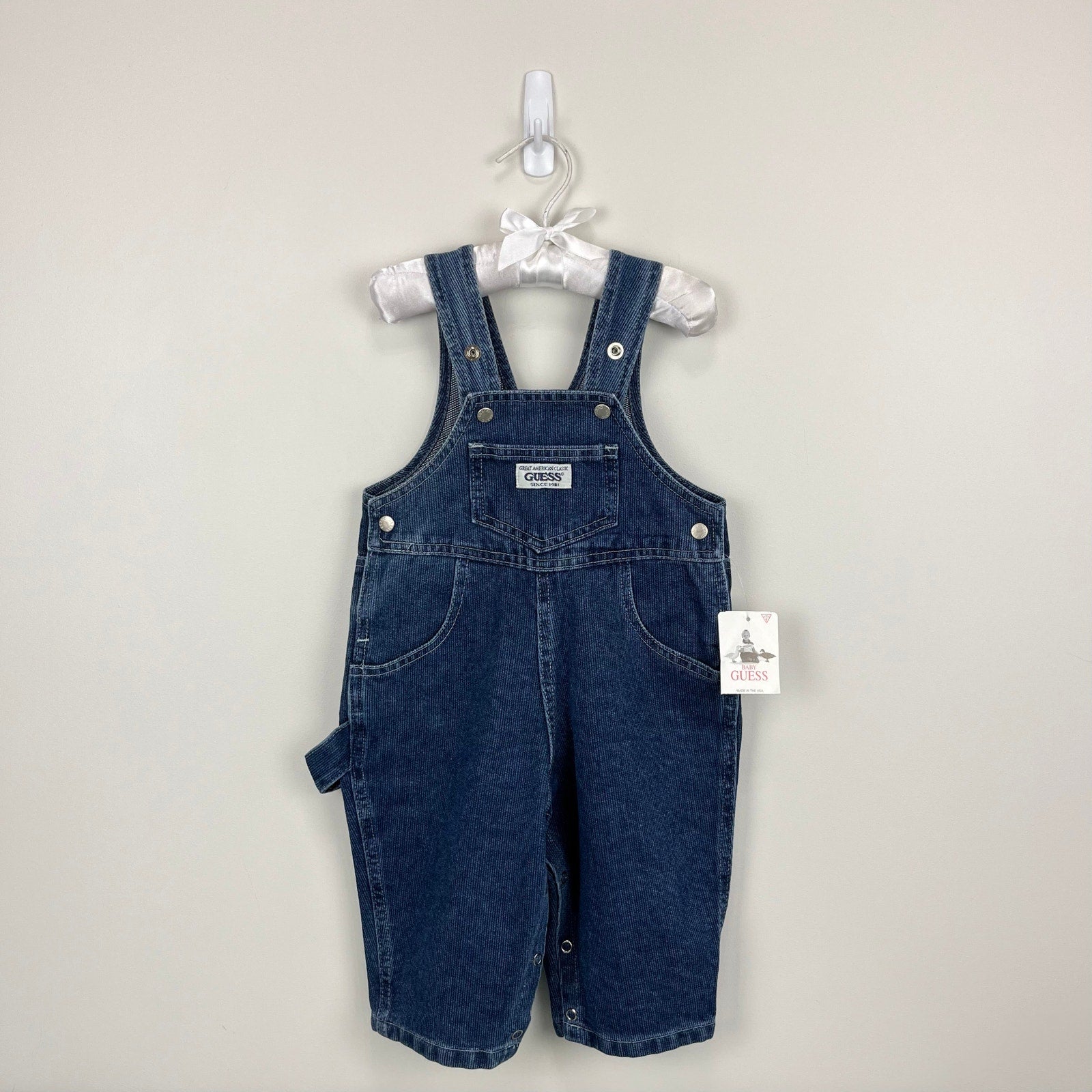 Vintage Baby Guess Blue Jean Overalls 12 Months NWT USA