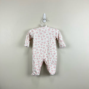 Kissy Kissy Pink White Heart Footie 0-3 Months