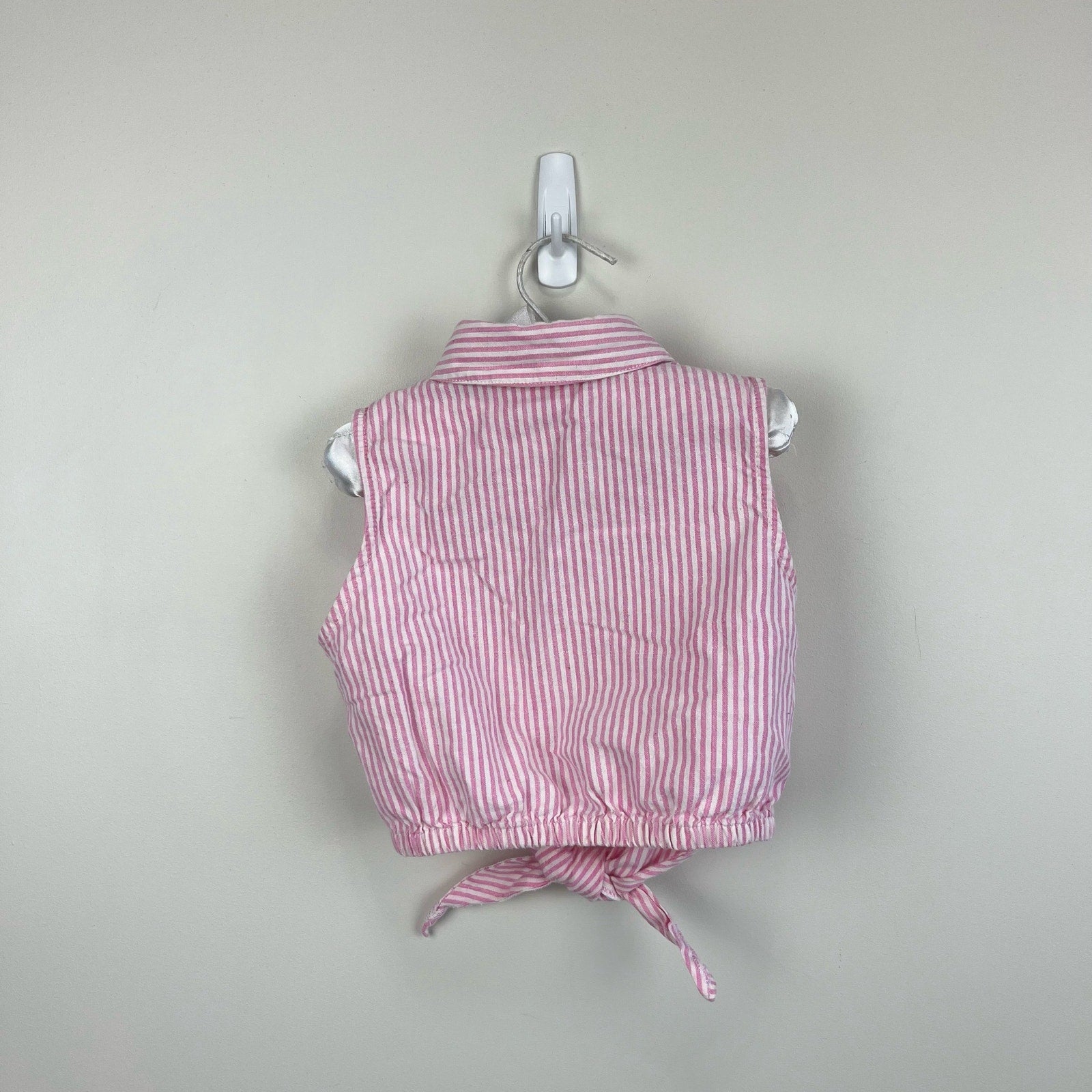 Vintage Just Friends Sleeveless Pink Pinstripe Collared Top 4T