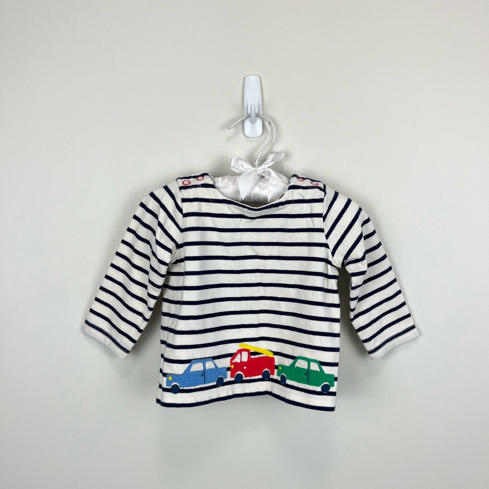 Mini Boden Breton Stripe Applique Car Tee Shirt 3-6 Months