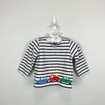 Load image into Gallery viewer, Mini Boden Breton Stripe Applique Car Tee Shirt 3-6 Months
