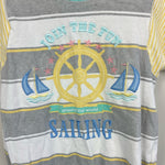Load image into Gallery viewer, Vintage Doe Spun Striped Sailing Shortall Romper 3-6 Months

