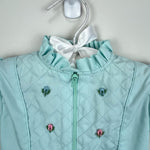 Load image into Gallery viewer, Vintage Green Blue Ruffle Jumpsuit 3-6 Months
