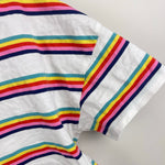 Load image into Gallery viewer, Mini Boden Relaxed Crop T-Shirt Rainbow Spaced Stripe 9-10
