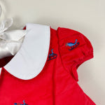 Load image into Gallery viewer, Classic Prep Childrenswear Paige Dress Tomato Red with Sleighs 6-9 Months NWT
