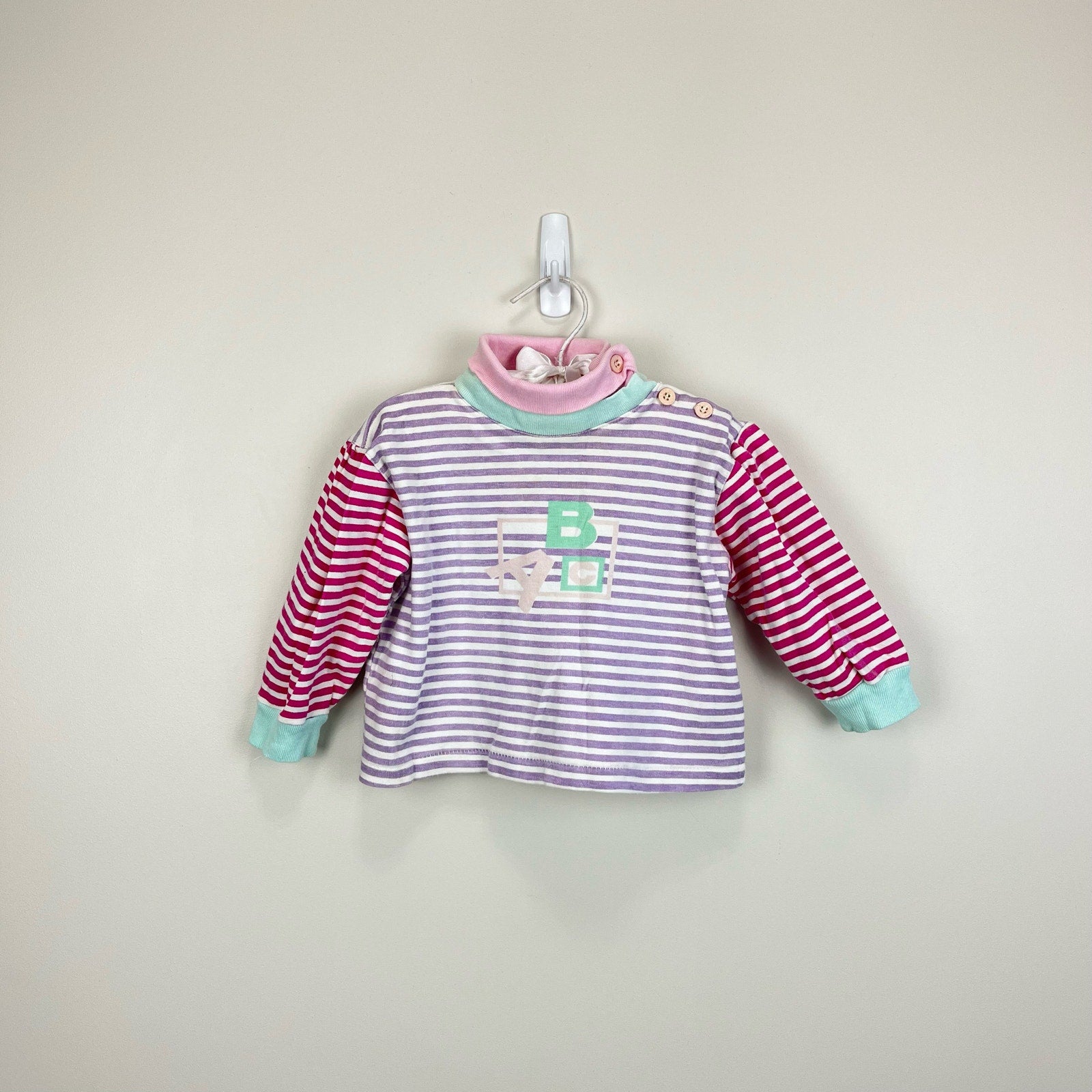 Vintage Happy Kids Striped ABC Shirt 18 Months