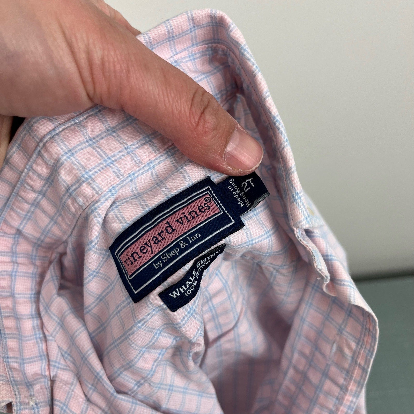 Vineyard Vines Pink Blue Plaid Whale Shirt 2T