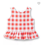 Load image into Gallery viewer, Janie &amp; Jack Island Punch Gingham Peplum Top and Ponte Short 6-12 Months
