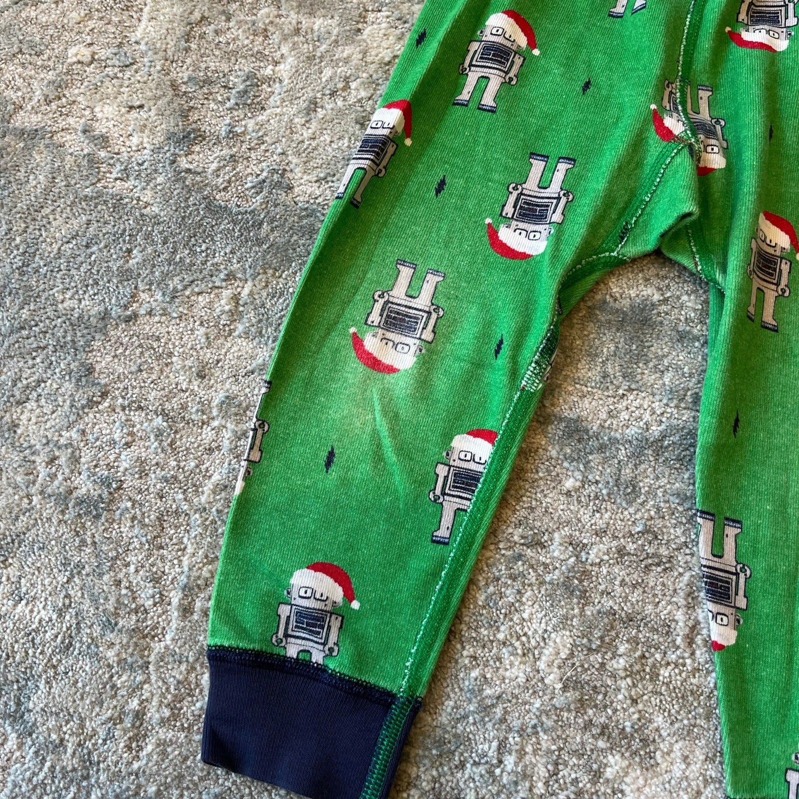 Hanna Andersson Green Santa Robot Long John Pajamas 80 cm 18-24 Months