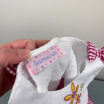 Load image into Gallery viewer, Vintage Samara Seersucker Red Gingham Flower Bow Dress Baby Girl
