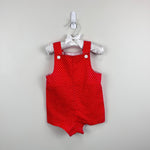 Load image into Gallery viewer, Vintage Johnston I. Magnin Red Polka Dot Star Shortall Romper 12-18 Months

