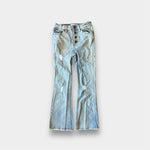 Load image into Gallery viewer, Jessica Simpson Girls Button Fly Light Wash Sidney Flare Leg Distressed Jeans 8
