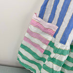 Load image into Gallery viewer, Mini Boden Fun Stripe Strappy Dress Blue Lurex Stripe 7-8
