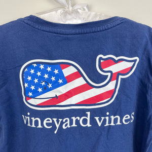 Vineyard Vines Short Sleeve American Flag Whale Pocket T-Shirt Small 7-8