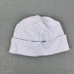 Load image into Gallery viewer, Kissy Kissy Blue and White Striped Sailboat Hat Small 0-6 Months
