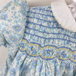 Load image into Gallery viewer, Vintage Alison Scott Smocked Blue Floral Dress 12 Months
