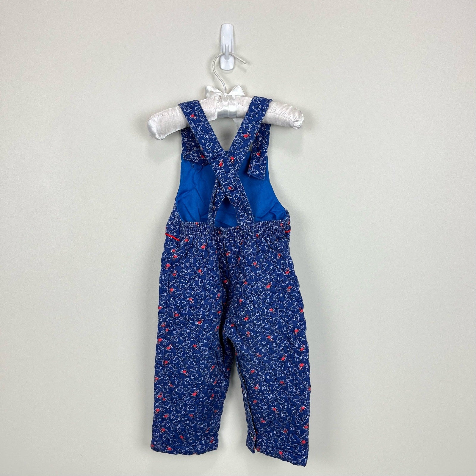 Vintage Thomas Quilted Blue Bunny Overalls 18 Months USA