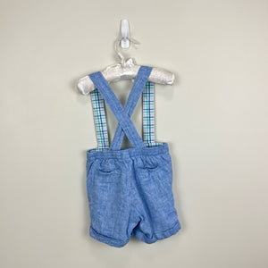 Janie and Jack Chambray Blue Suspender Shorts 18-24 Months