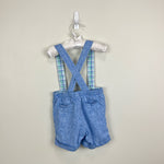 Load image into Gallery viewer, Janie and Jack Chambray Blue Suspender Shorts 18-24 Months
