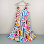 Load image into Gallery viewer, Mini Boden Tiered Tassel Maxi Dress Multi Rainbow Zebra 6-7
