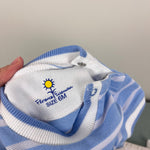 Load image into Gallery viewer, Florence Eiseman Blue Stripe Knit Shortall Romper Whale 6 Months
