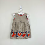 Load image into Gallery viewer, Mini Boden Tan Embroidered Animal Jumper Dress 12-18 Months
