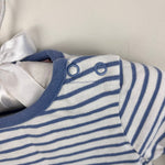 Load image into Gallery viewer, Mini Baby Boden Blue White Stripe Applique Pig Flower Crown T-Shirt 3-6 Months
