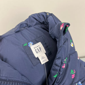 Gap Navy Floral Puffer Vest 4T NWT