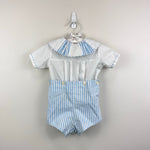 Load image into Gallery viewer, Vintage Monday's Child Blue Stripe Buster Suit Romper 24 Months USA
