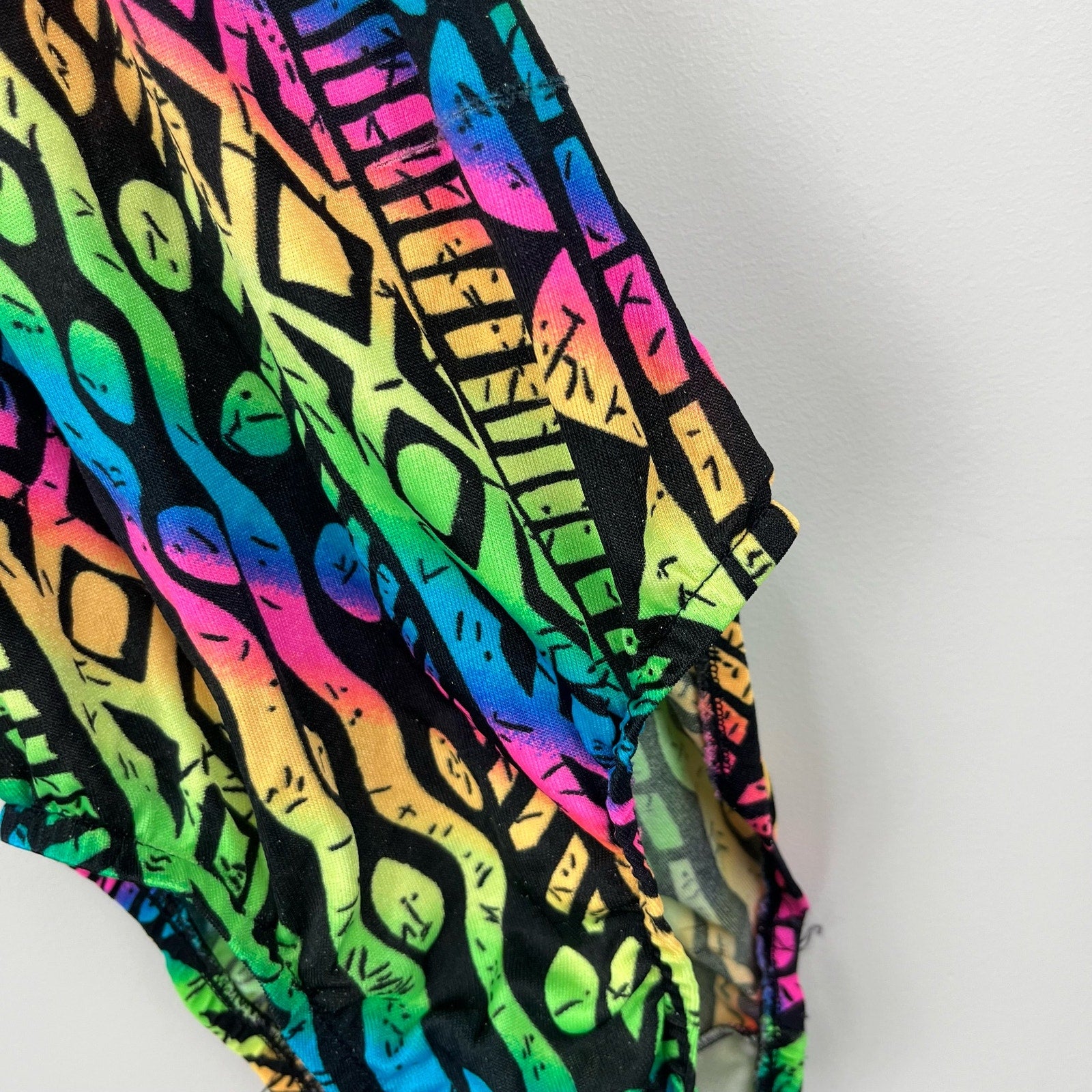 Vintage Neon Rainbow Printed Bathing Suit 8 USA