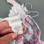 Load image into Gallery viewer, Vintage Carter's Lace Ruffle Strawberry Footie Romper 3-6 Months USA
