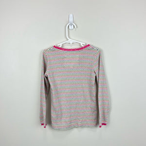 Mini Boden Supersoft Pointelle T-Shirt Ivory Multi Stripes 5-6