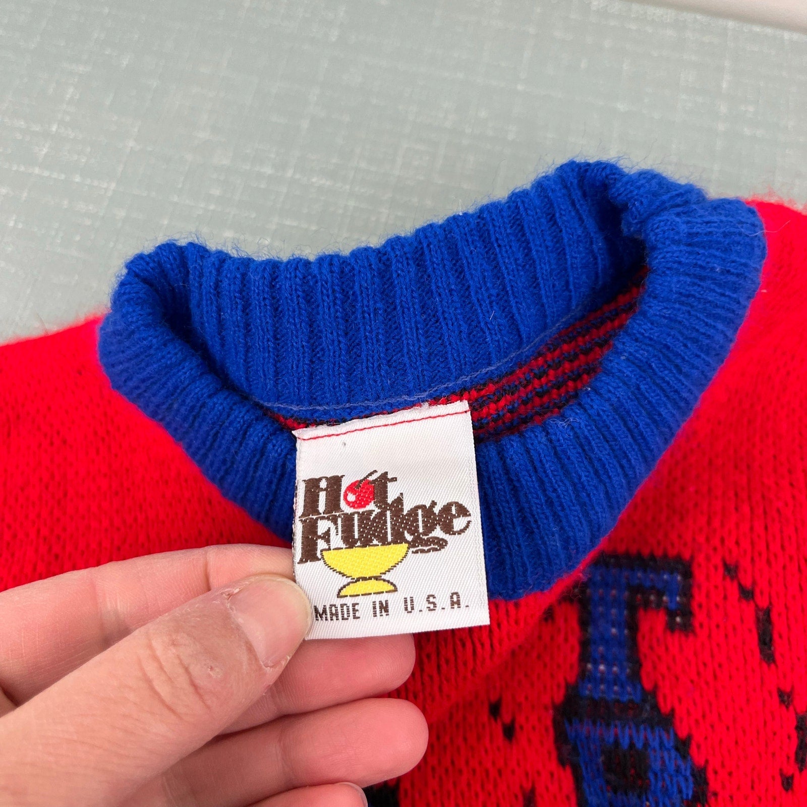 Vintage Hot Fudge Red Train Sweater USA