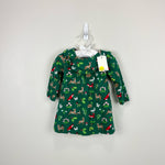 Load image into Gallery viewer, Mini Boden Shady Green Festive Woodland Ruffle Jersey Dress 3-6 Months NWT
