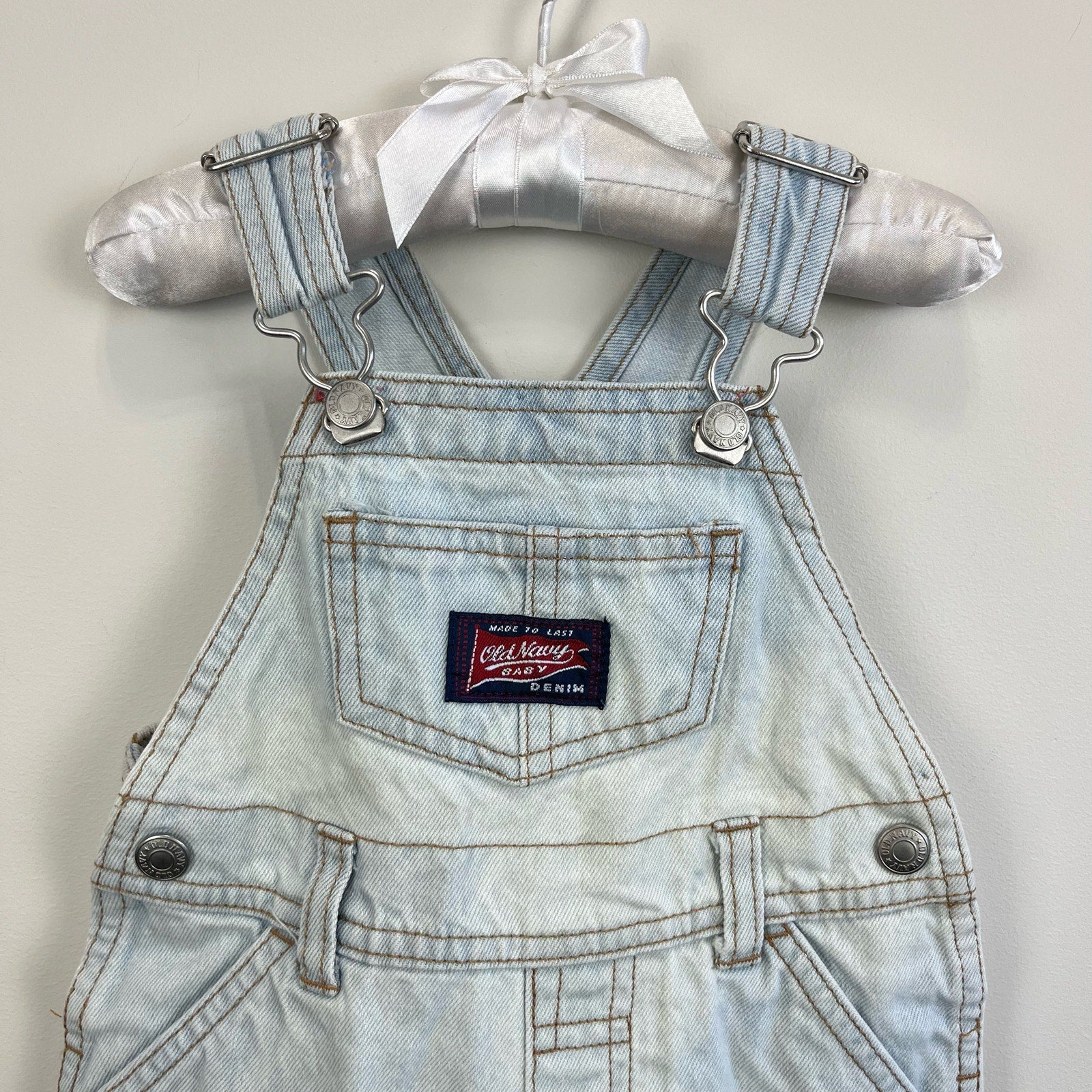 Vintage Old Navy Light Wash Blue Jean Overalls 6-12 Months