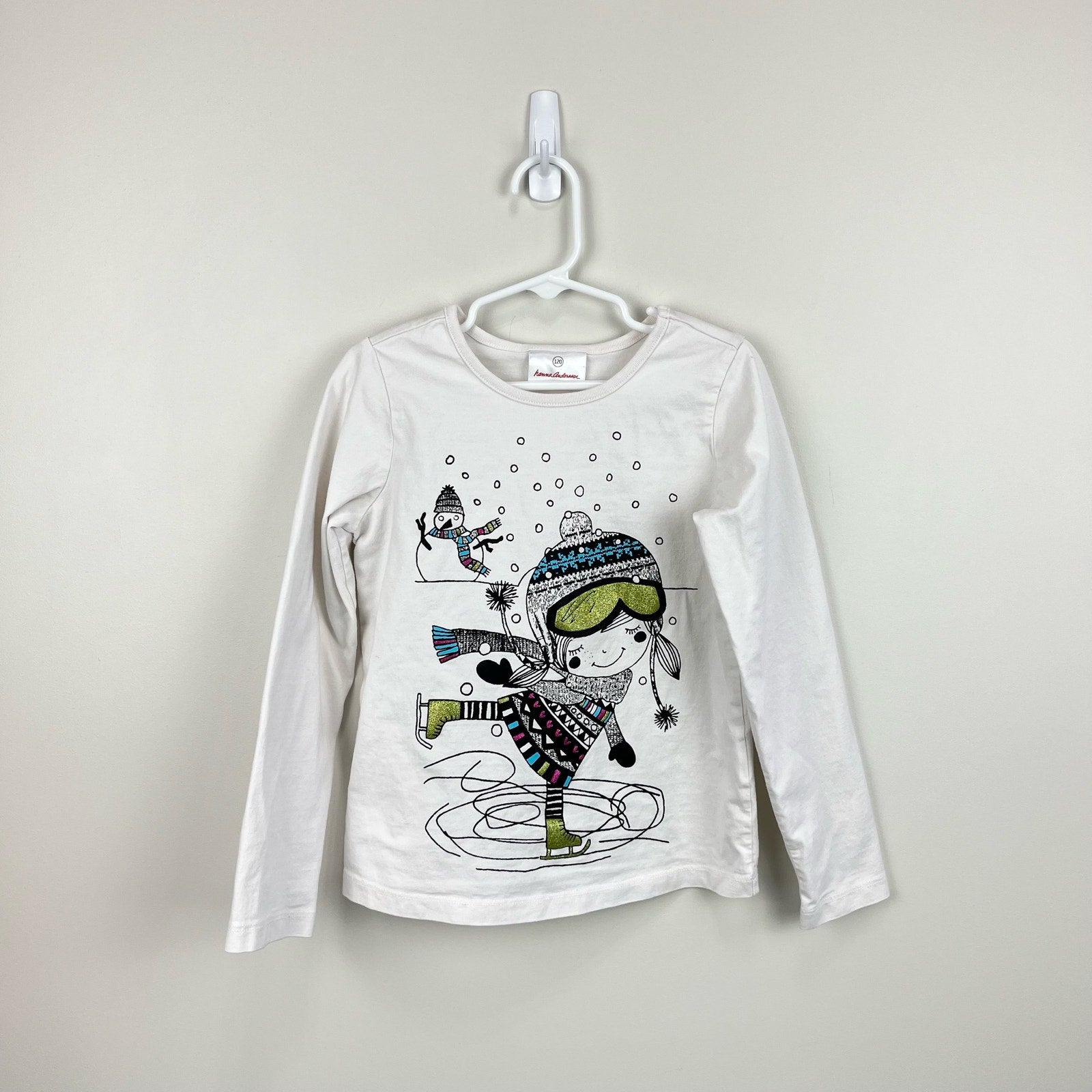 Hanna Andersson Long Sleeve Ice Skating Tee 120 cm 6-7