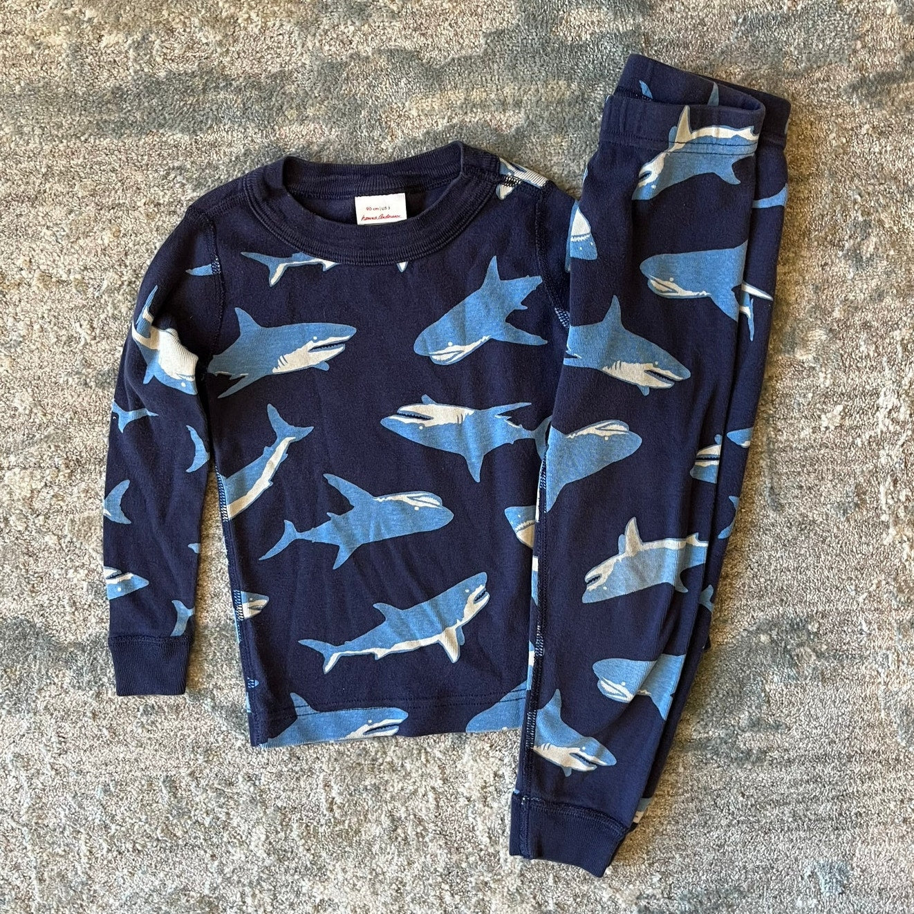 Hanna Andersson Blue Shark Long John Pajamas 90 cm 3T