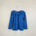 Load image into Gallery viewer, Mini Boden Elizabethan Blue Spot Ruffle Neck Top 6/7
